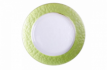 Тарелка прозрачная с зеленым кантом